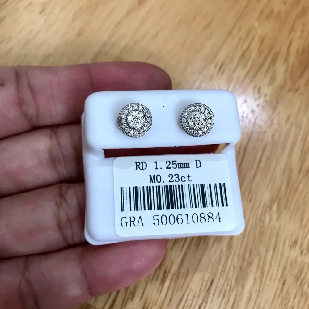 925 Sterling Silver 0.23CT MOISSANITE Round Halo Stud Earrings Screw Back